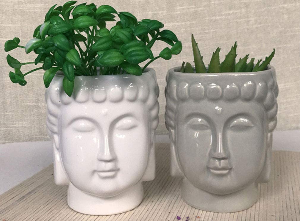 MONMOB 4.6Inch Ceramic Buddha Head Planter